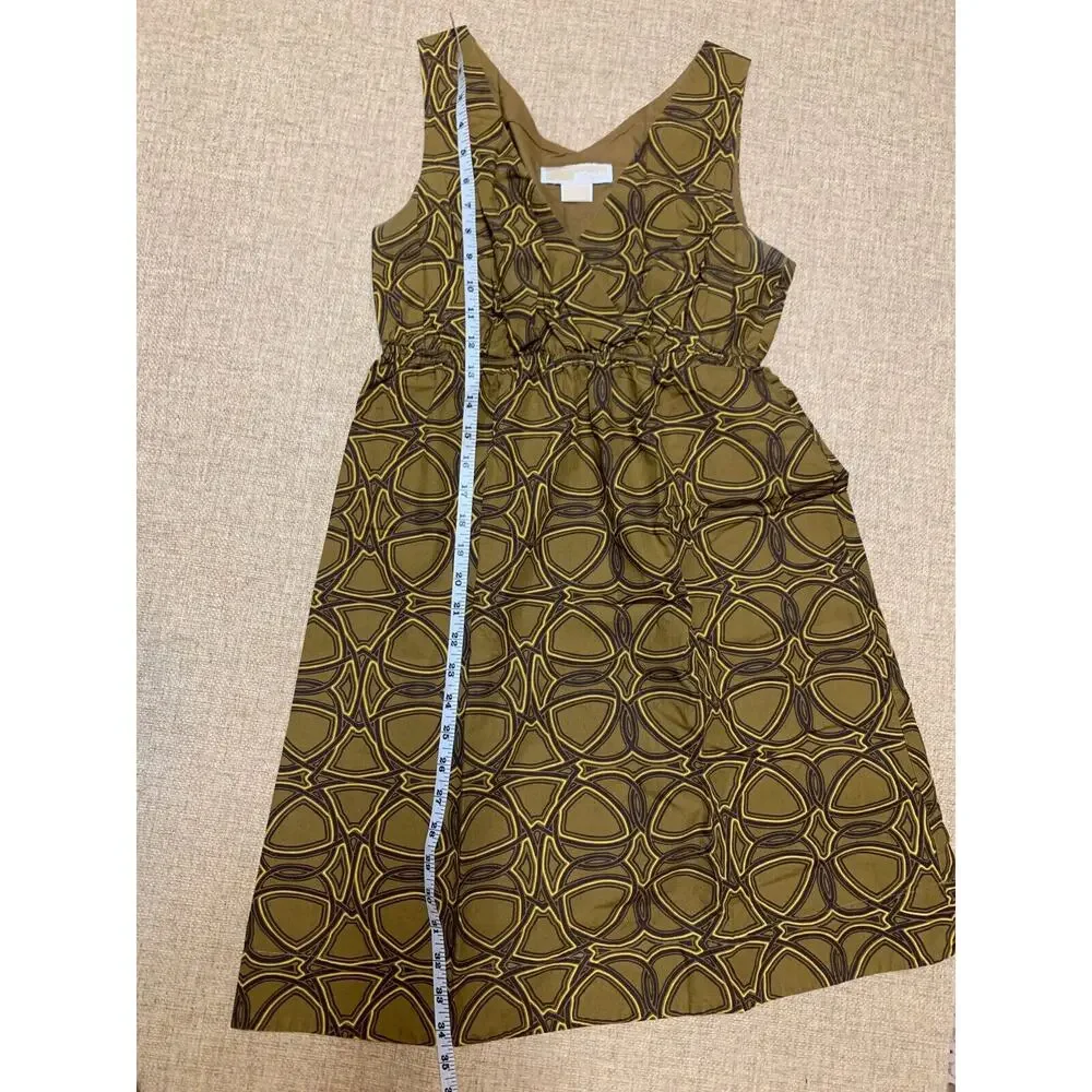 Michael Kors Women V Neck Sheath Dress High Waist Sleeveless Size PS Cotton